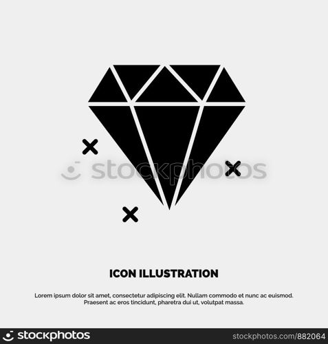 Diamond, Jewelry Solid Black Glyph Icon