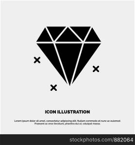 Diamond, Jewelry Solid Black Glyph Icon
