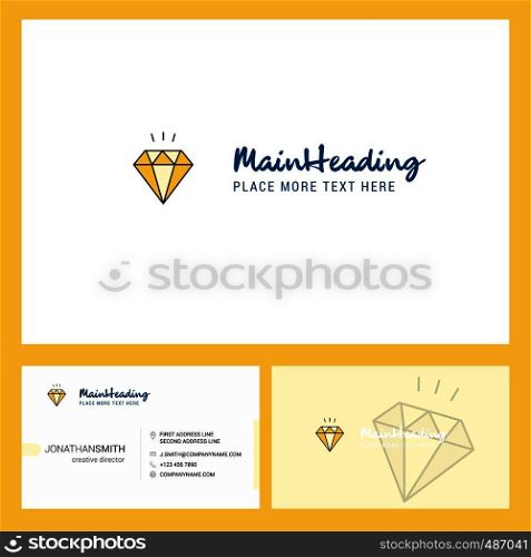 Diamond Logo design with Tagline & Front and Back Busienss Card Template. Vector Creative Design