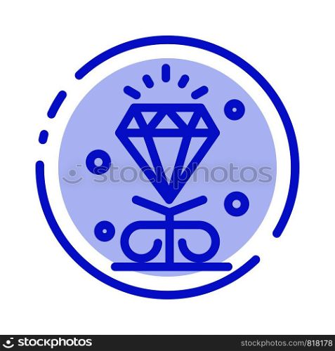 Diamond, Love, Heart, Wedding Blue Dotted Line Line Icon