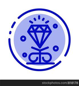 Diamond, Love, Heart, Wedding Blue Dotted Line Line Icon