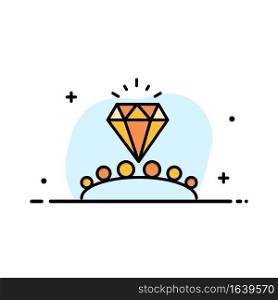 Diamond, Love, Heart, Wedding Business Logo Template. Flat Color