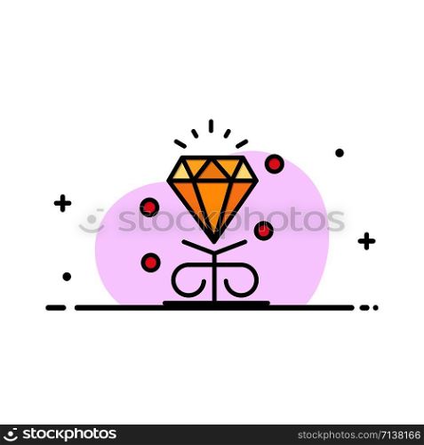 Diamond, Love, Heart, Wedding Business Logo Template. Flat Color