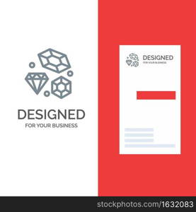 Diamond, Love, Heart, Wedding Grey Logo Design and Business Card Template