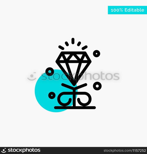 Diamond, Love, Heart, Wedding turquoise highlight circle point Vector icon