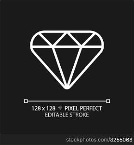 Diamond pixel perfect white linear icon for dark theme. Perfect quality of customer service. VIP product evaluation. Thin line illustration. Isolated symbol for night mode. Editable stroke. Diamond pixel perfect white linear icon for dark theme