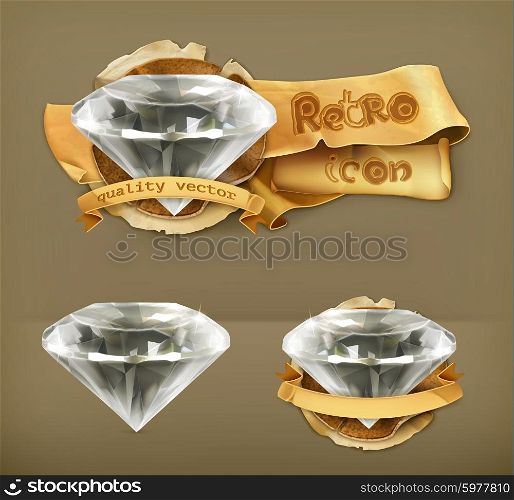 Diamond retro vector icon