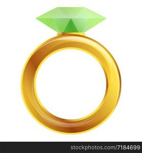 Diamond ring icon. Cartoon of diamond ring vector icon for web design isolated on white background. Diamond ring icon, cartoon style