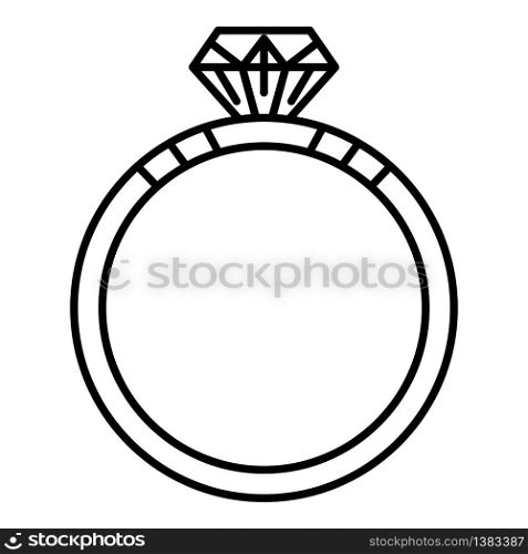 Diamond ring icon. Outline diamond ring vector icon for web design isolated on white background. Diamond ring icon, outline style