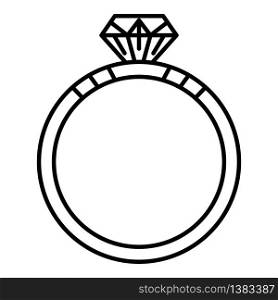 Diamond ring icon. Outline diamond ring vector icon for web design isolated on white background. Diamond ring icon, outline style