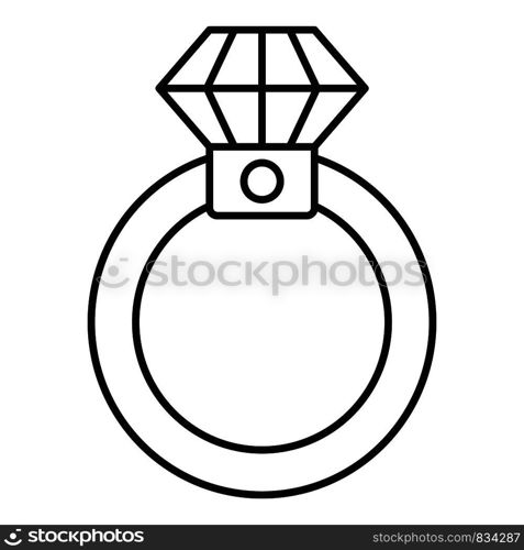 Diamond ring icon. Outline diamond ring vector icon for web design isolated on white background. Diamond ring icon, outline style