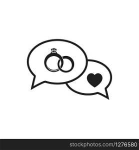 diamond ring vector icon and love icon inside bubble speech icon
