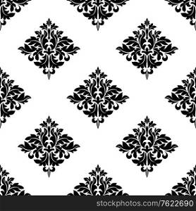 Diamond shaped seamless arabesque pattern with a repeat floral and foliate motif suitable for wallpaper or damask-style textiles