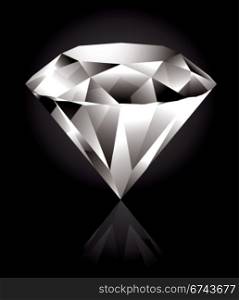 Diamond. Shiny and bright diamond on a black background
