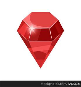Diamond sparkling, shining red color isolated. Diamond sparkling, shining redcolor isolated on white background, cartoon style, vector illustration