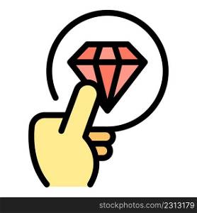 Diamond sticker product review icon. Outline diamond sticker product review vector icon color flat isolated. Diamond sticker product review icon color outline vector