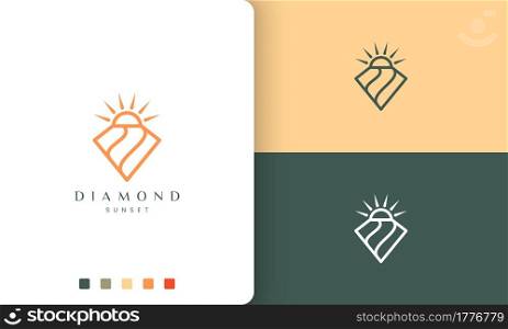 diamond sun logo in minimalist mono line and modern style