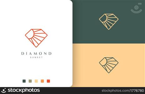 diamond sun logo in simple line art and modern style