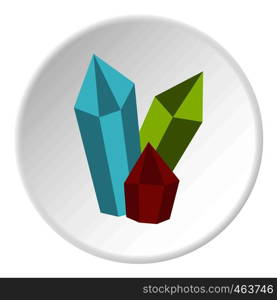Diamonds icon in flat circle isolated vector illustration for web. Diamonds icon circle