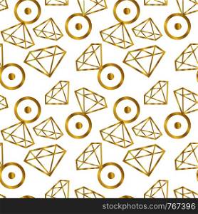 Diamonds rings seamless pattern. Vector girly background in gold color. Fashion wrapping or fabric pattern. Diamonds rings seamless pattern. Vector girly background in gold color. Fashion wrapping or fabric pattern.