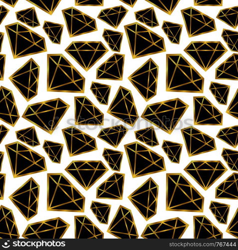 Diamonds seamless pattern. Vector background in black and gold color. Fashion wrapping or fabric pattern. Diamonds seamless pattern. Vector background in black and gold color. Fashion wrapping or fabric pattern.