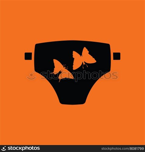 Diaper ico. Orange background with black. Vector illustration.
