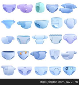 Diaper icons set. Cartoon set of diaper vector icons for web design. Diaper icons set, cartoon style