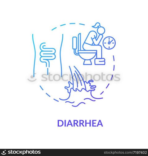 Diarrhea blue concept icon. Watery stool. Digestive problem. Disease and illness. Salmonella sign. Rotavirus symptom idea thin line illustration. Vector isolated outline RGB color drawing