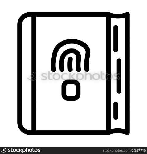 diary with fingerprint scanner line icon vector. diary with fingerprint scanner sign. isolated contour symbol black illustration. diary with fingerprint scanner line icon vector illustration