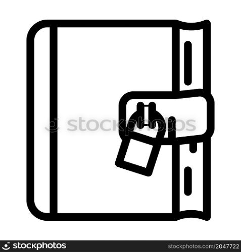 diary with lock line icon vector. diary with lock sign. isolated contour symbol black illustration. diary with lock line icon vector illustration