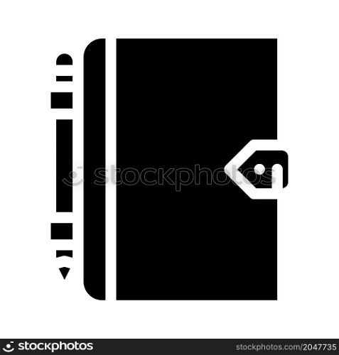diary with pen glyph icon vector. diary with pen sign. isolated contour symbol black illustration. diary with pen glyph icon vector illustration