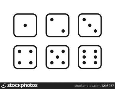 dice for game, eyes illustration, isolated icons set vector illustration. dice for game, eyes illustration, isolated icons set vector