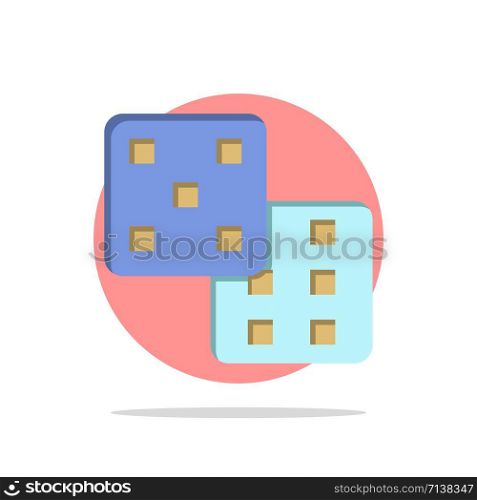 Dice, Gaming, Probability Abstract Circle Background Flat color Icon