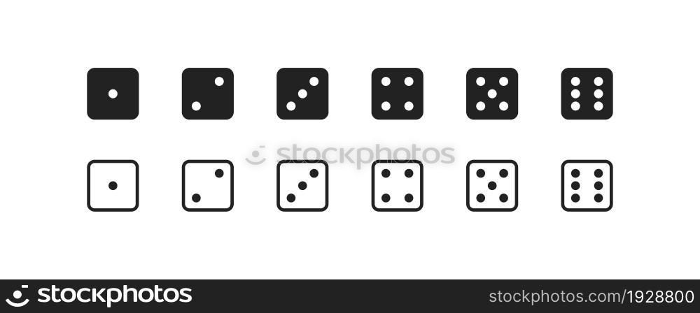 Dice icon, casino symbol. Cube isolated simple illustration. Poker game concept in vector flat style.