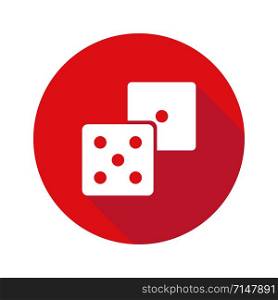 Dice icon isolated on red circle background. Poker casino vector illustration. Casino vegas game. Isolated vector sign symbol. Flat simple vector icon. Symbol collection. EPS 10. Dice icon isolated on red circle background. Poker casino vector illustration. Casino vegas game. Isolated vector sign symbol. Flat simple vector icon. Symbol collection.