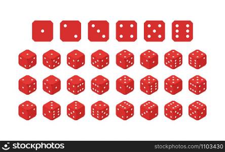 dice set in flat isometric style, vector illustration. dice set in flat isometric style, vector