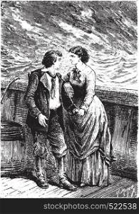 Dick, my dear child, my captain! said Mrs. Weldon, vintage engraved illustration.