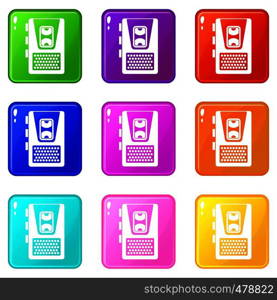Dictaphone icons of 9 color set isolated vector illustration. Dictaphone set 9