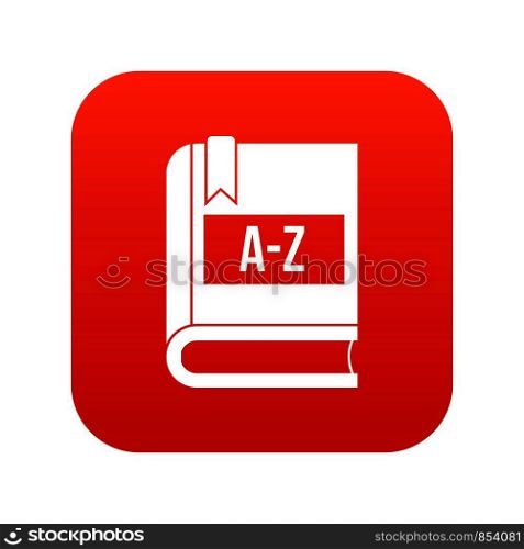 Dictionary book icon digital red for any design isolated on white vector illustration. Dictionary book icon digital red