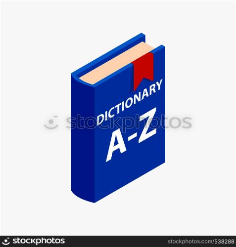 Dictionary book icon in isometric 3d style on a white background. Dictionary book icon, isometric 3d style