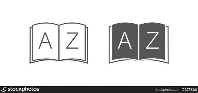 Dictionary icon. Alphabet illustration symbol. Sign school book vector desing.