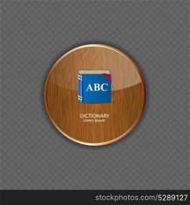 Dictionary wood application icons vector illustration