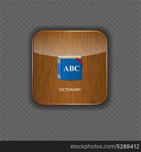 Dictionary wood application icons vector illustration