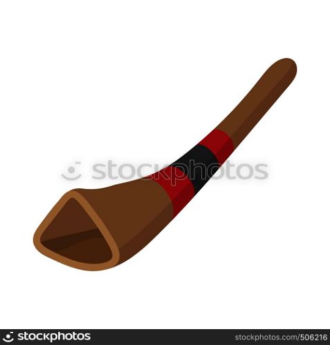 Didgeridoo, traditional australian musical instrument icon in cartoon style on a white background . Didgeridoo, australian musical instrument