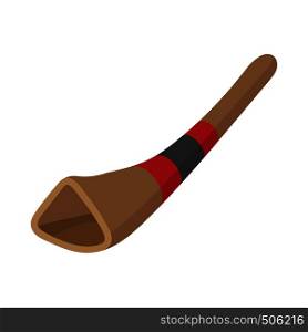 Didgeridoo, traditional australian musical instrument icon in cartoon style on a white background . Didgeridoo, australian musical instrument