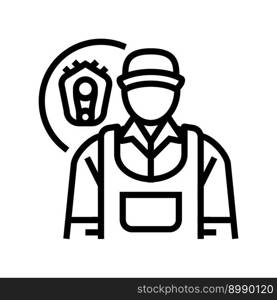 diesel mechanic repair worker line icon vector. diesel mechanic repair worker sign. isolated contour symbol black illustration. diesel mechanic repair worker line icon vector illustration