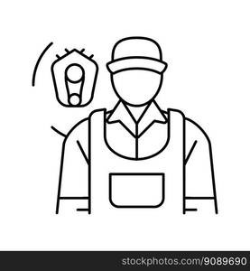 diesel mechanic repair worker line icon vector. diesel mechanic repair worker sign. isolated contour symbol black illustration. diesel mechanic repair worker line icon vector illustration