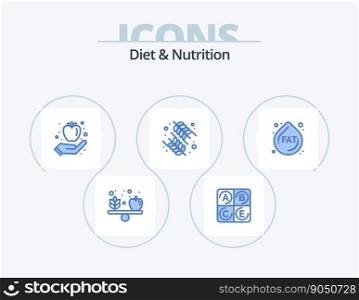 Diet And Nutrition Blue Icon Pack 5 Icon Design. diet. fat. fruit. rice. food