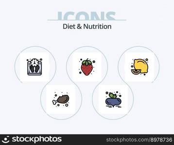 Diet And Nutrition Line Filled Icon Pack 5 Icon Design. healthy. fruit. diet. apple. food
