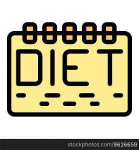 Diet calendar icon outline vector. Food nutrition. Organic cooking color flat. Diet calendar icon vector flat